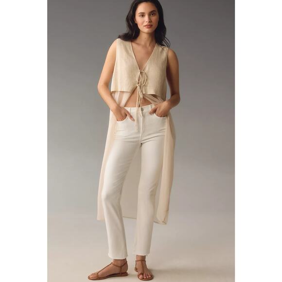 NWT FRAME Le High Straight-Leg White Jeans - 34 waist - Picture 1 of 4